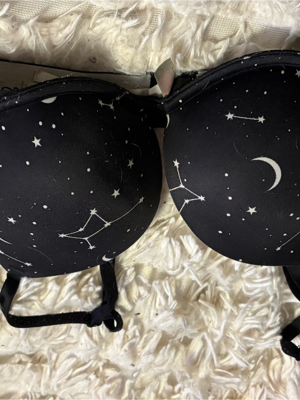 Victoria's Secret Black Constellation Moon Print Push-Up Bra